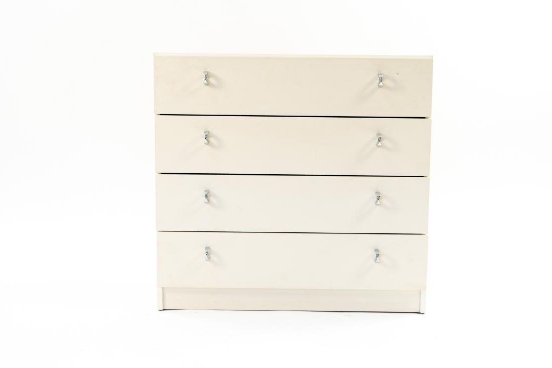 MID-CENTURY WHITE LAMINATE 4 DRAWER DRESSER (1 of 14)
