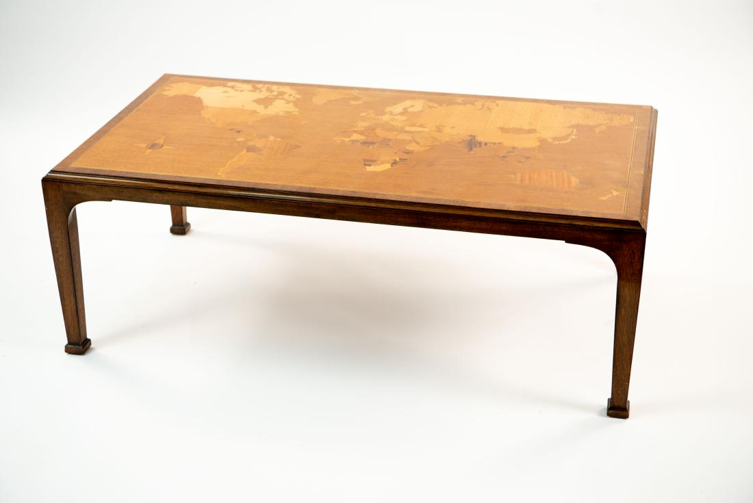 SMITH & WATSON COFFEE TABLE W/ MAP OF WORLD INLAY (1 of 15)