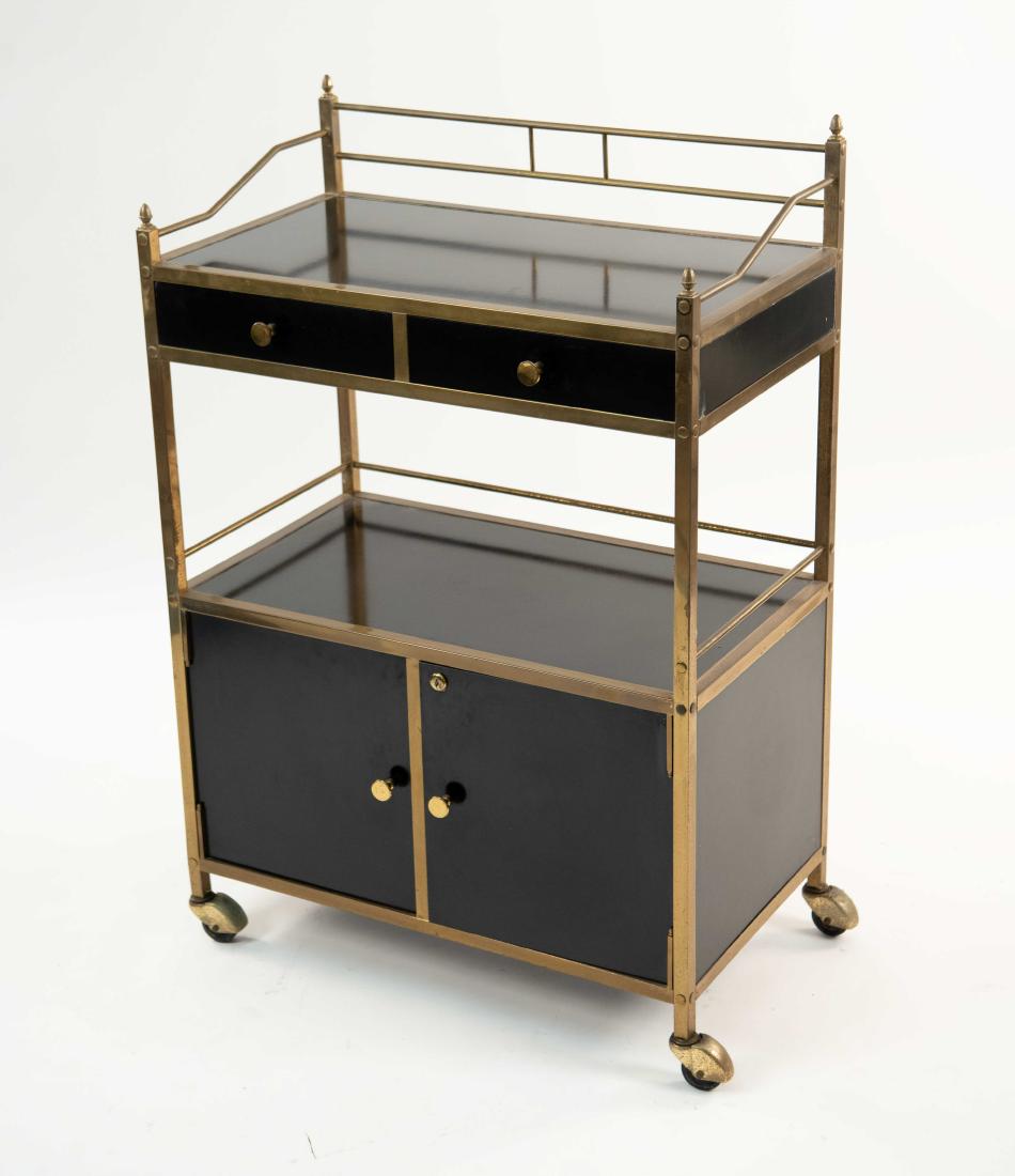 MID-CENTURY BRASS & BLACK BAR OR TEA CART (1 of 13)
