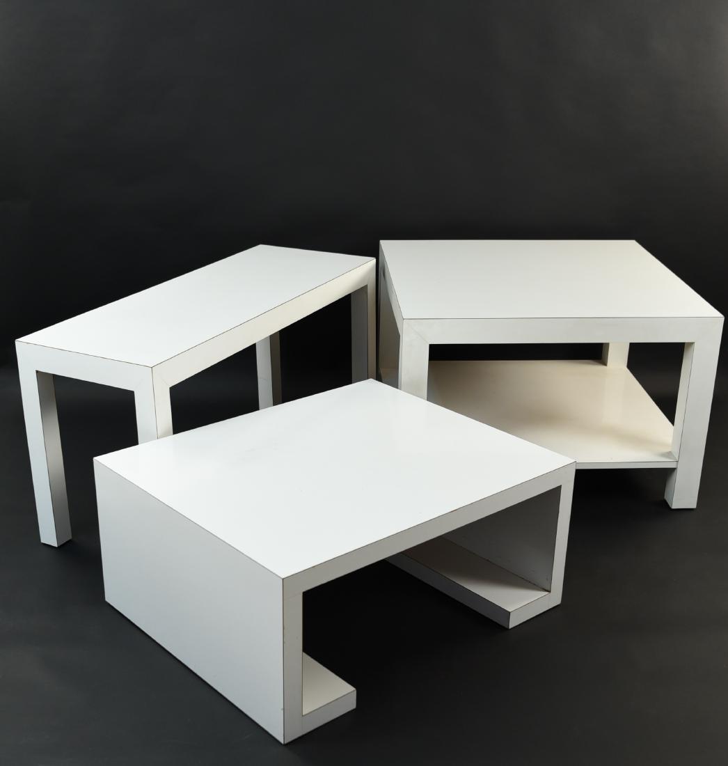 3-PIECE WHITE LAMINATE PARSONS STYLE TABLE SUITE (1 of 18)