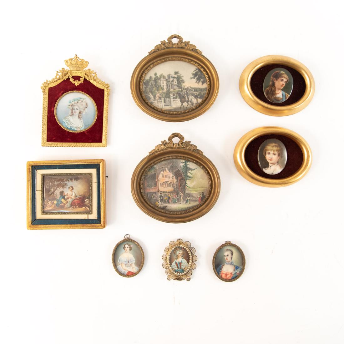 GROUPING OF MINIATURE PORTRAITS & PAINTINGS (1 of 11)