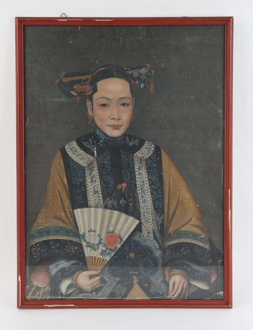 CHINESE QING DYNASTY FEMALE OIL PORTRAIT (1 of 11)