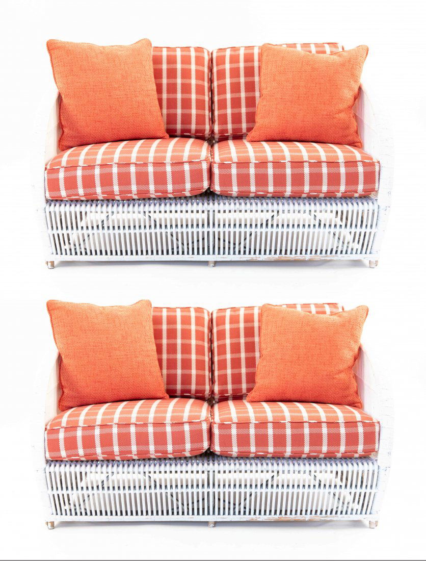 PAIR OF PAINTED WICKER SUNROOM SOFAS (1 of 20)