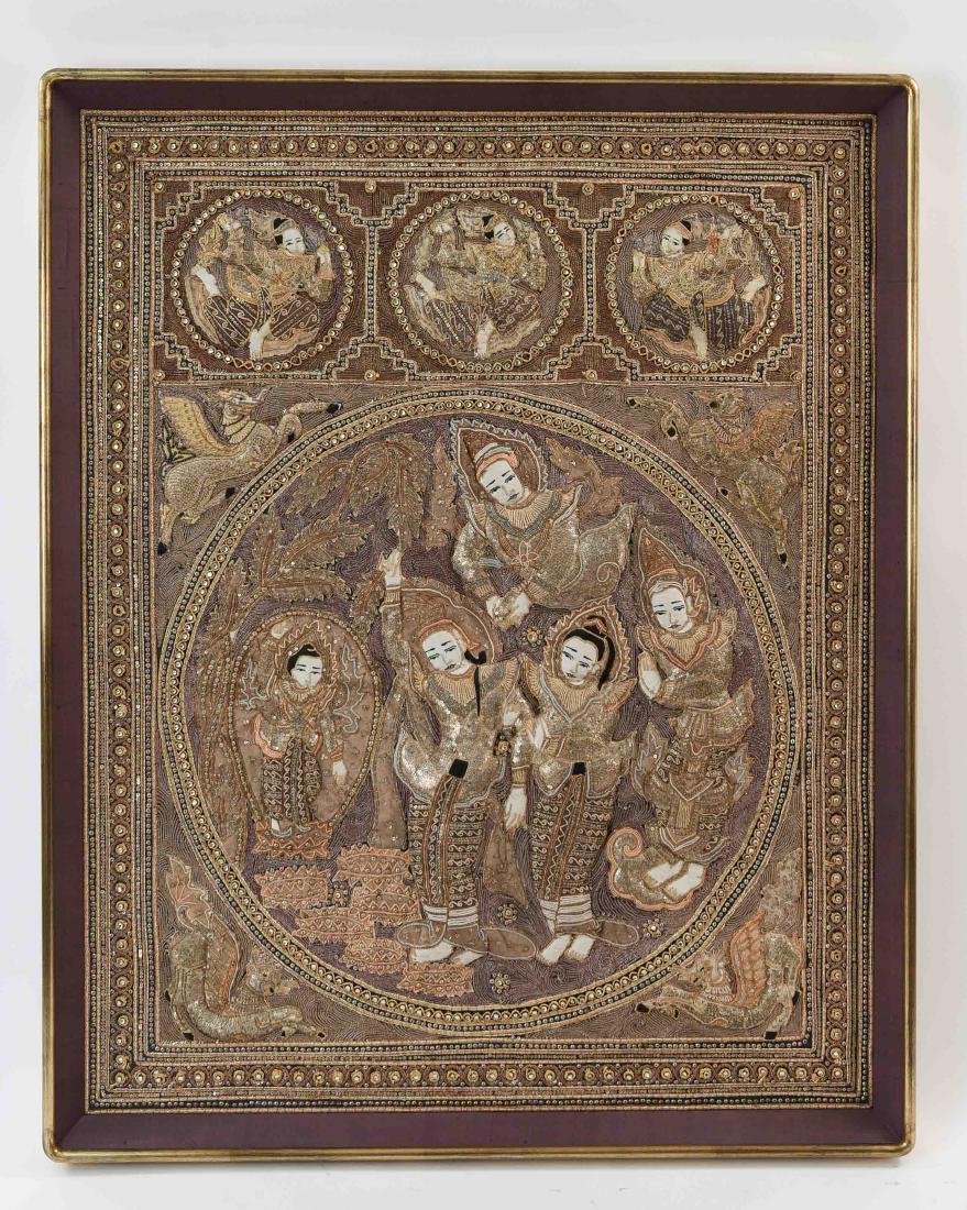 FRAMED BURMESE KALAGA TAPESTRY (1 of 13)