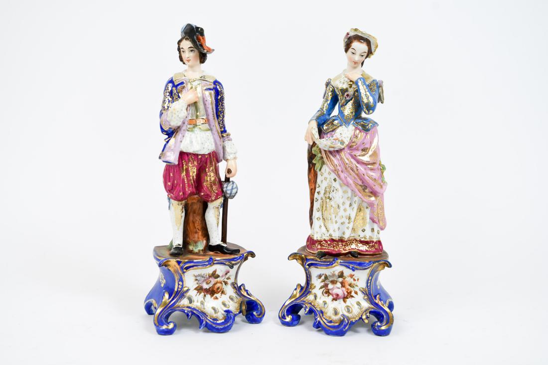 PAIR OF FRENCH OLD PARIS PORCELAIN FIGURES (1 of 12)
