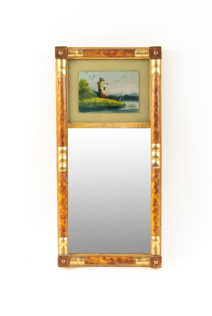 19TH C. FAUX GRAIN PAINTED TRUMEAU MIRROR (1 of 9)