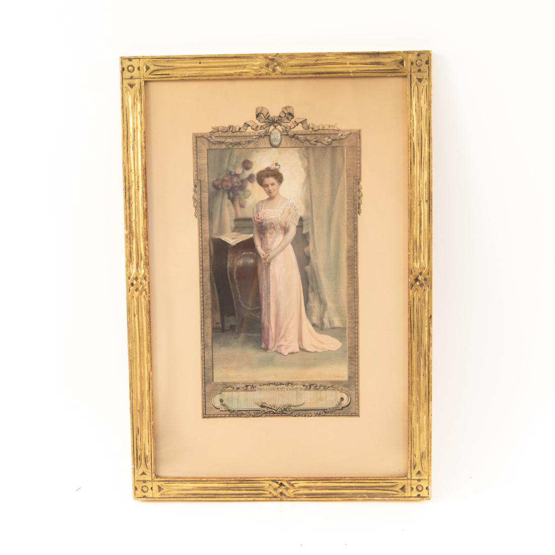 EDWARDIAN HANDPAINTED PHOTO PORTRAIT: Davis and Eickemeyer New York. Dimensions: (Frame) H 18.75" x W 12.75", (Sight) H 16.75" x W 10.75" Condition: Age toning. Colors fresh.