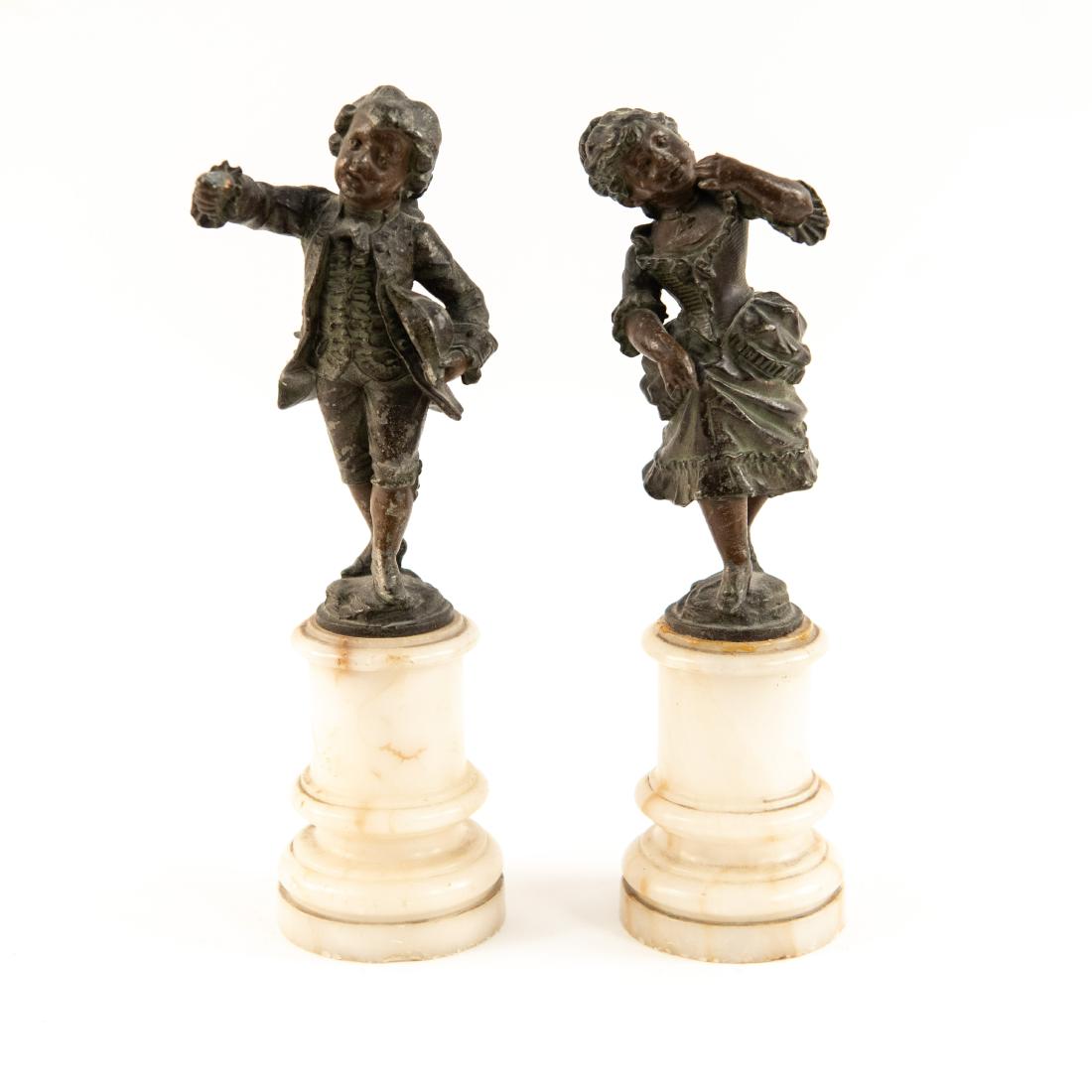 PAIR OF FIGURES ON MARBLE BASES (1 of 12)