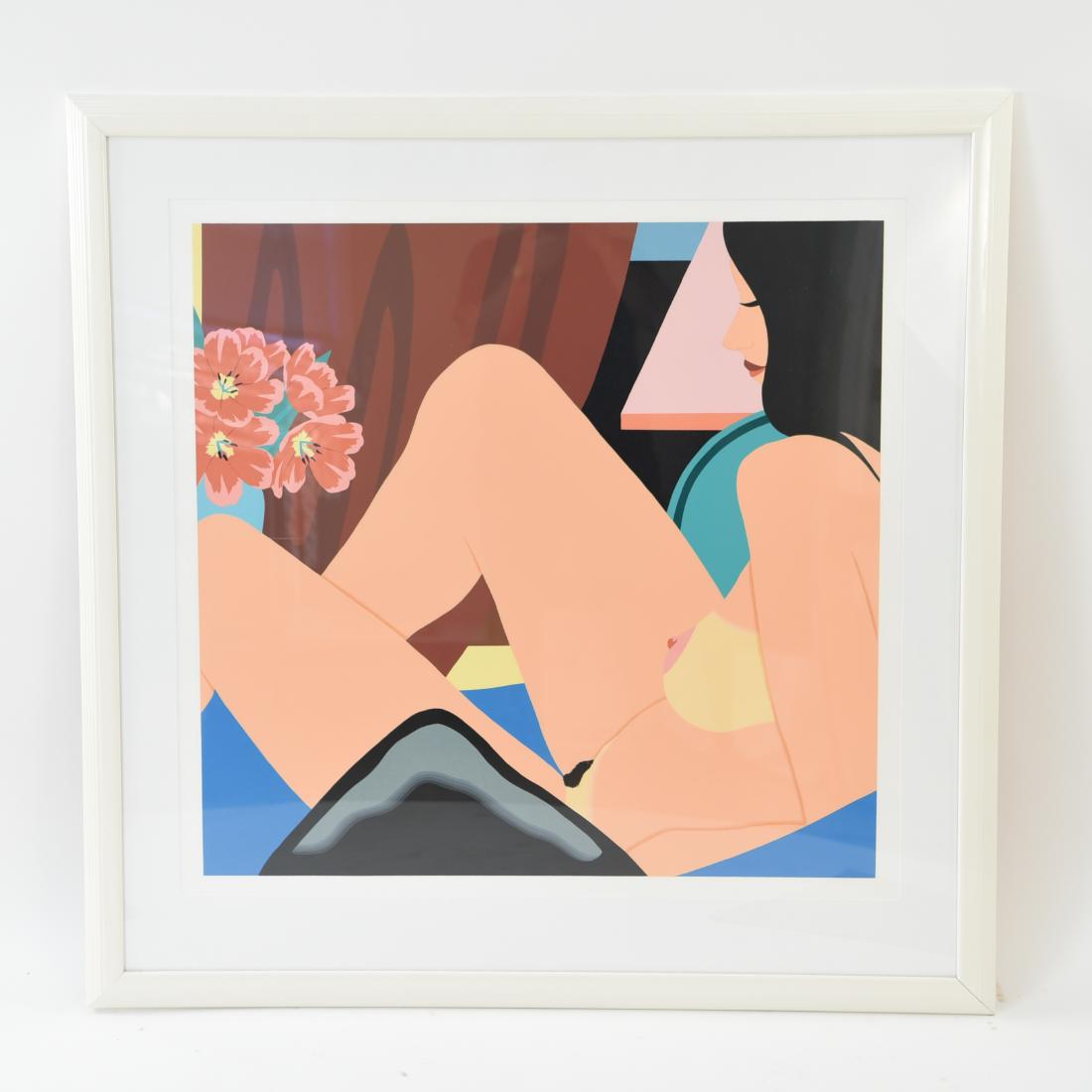 TOM WESSELMANN HELEN NUDE 1981 COLOR SCREEN PRINT: Pencil signed lower right, dated '81, numbered 50/150. Dimensions: (Frame) H 43.5" x W 43.25", (Image) H 31" x W 32" Condition: Clean, fresh. One scrape to plexi.