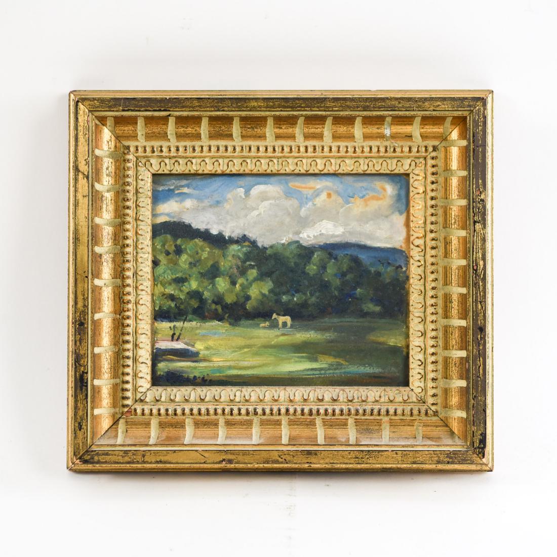 LANDSCAPE W/ HORSES OIL ON BOARD RUSSIAN SCHOOL (1 of 9)