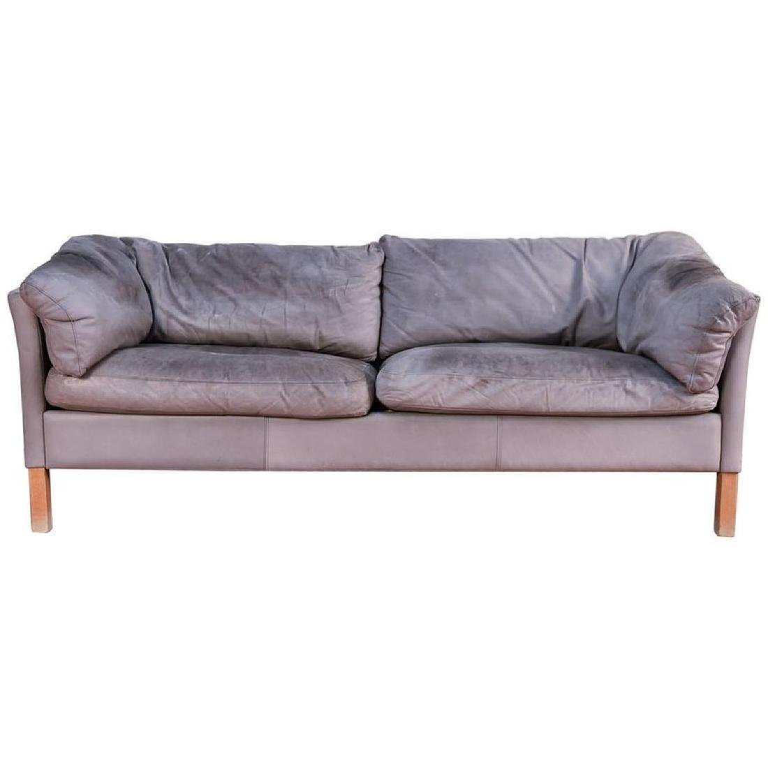 MOGENS HANSEN MODEL 35 GRAY LEATHER SOFA (1 of 10)