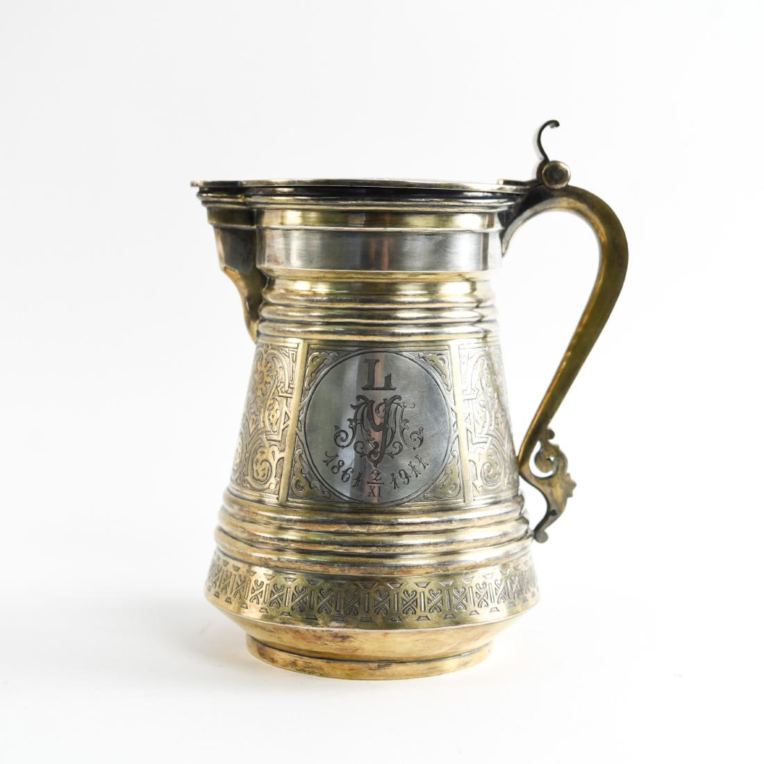 1876 RUSSIAN GOLD GILT STERLING SILVER TANKARD (1 of 14)