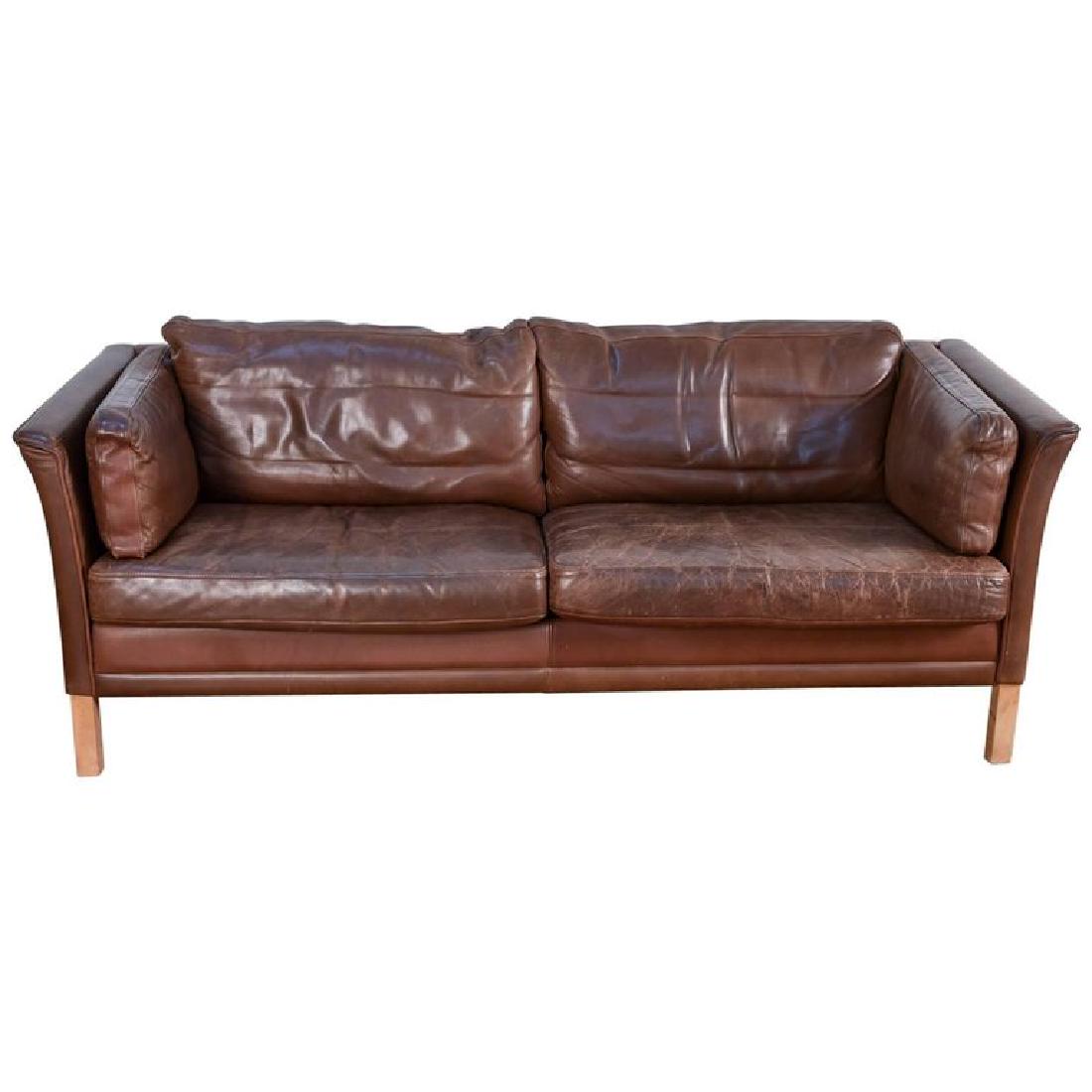 MOGENS HANSEN MODEL MH2225 DANISH LEATHER LOVESEAT (1 of 9)