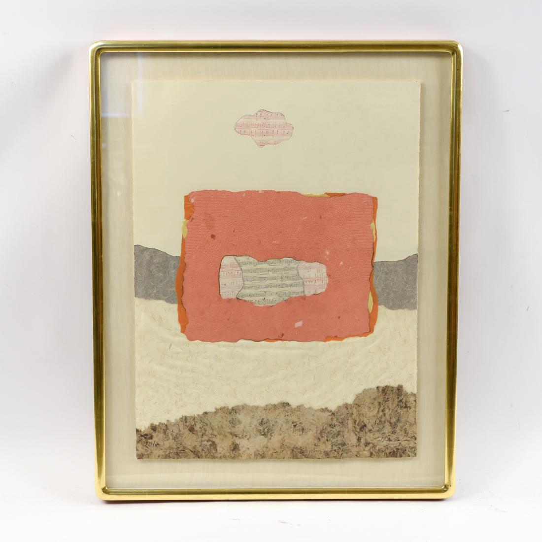 RICARDO BENAIM (1949-) MIXED MEDIA COLLAGE: "On the Way." Editioned and signed lower edge. Dimensions: (Frame) H 37“ x W 29“ (Sight) H 30“ x W 22“ Condition: Some handling marks upper right. Light wear to frame. M1598