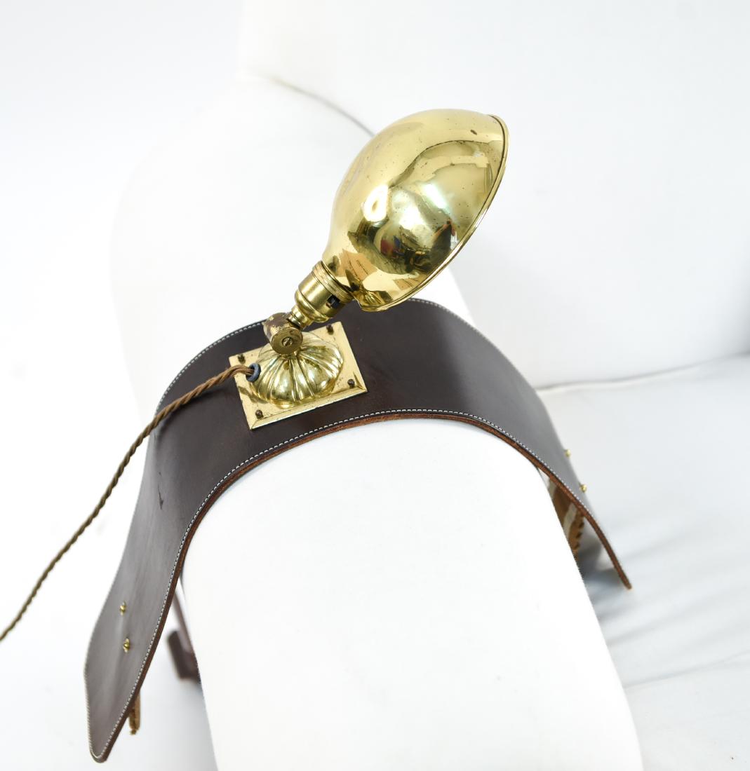 MID-CENTURY LEATHER AND BRASS ARMCHAIR LIGHT (1 of 11)
