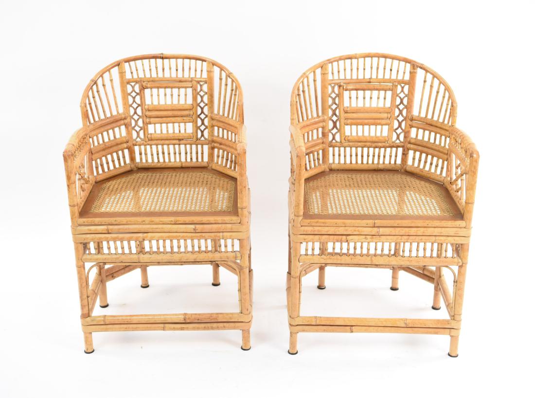 PAIR OF BAMBOO & CANE ARMCHAIRS (1 of 20)