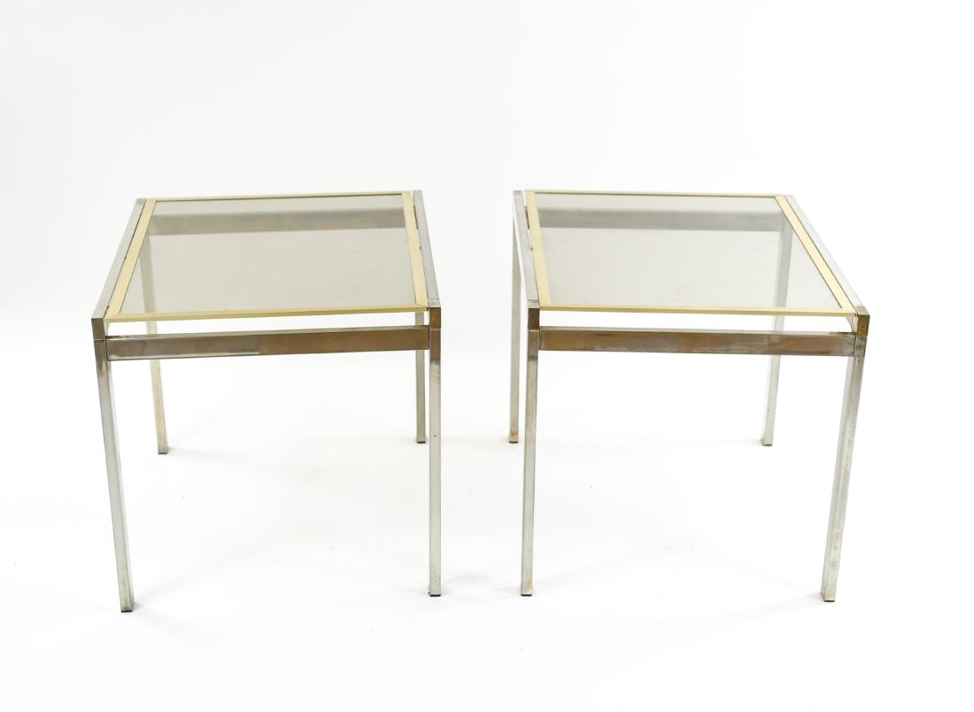 PAIR OF CHROME & BRASS END TABLES (1 of 8)