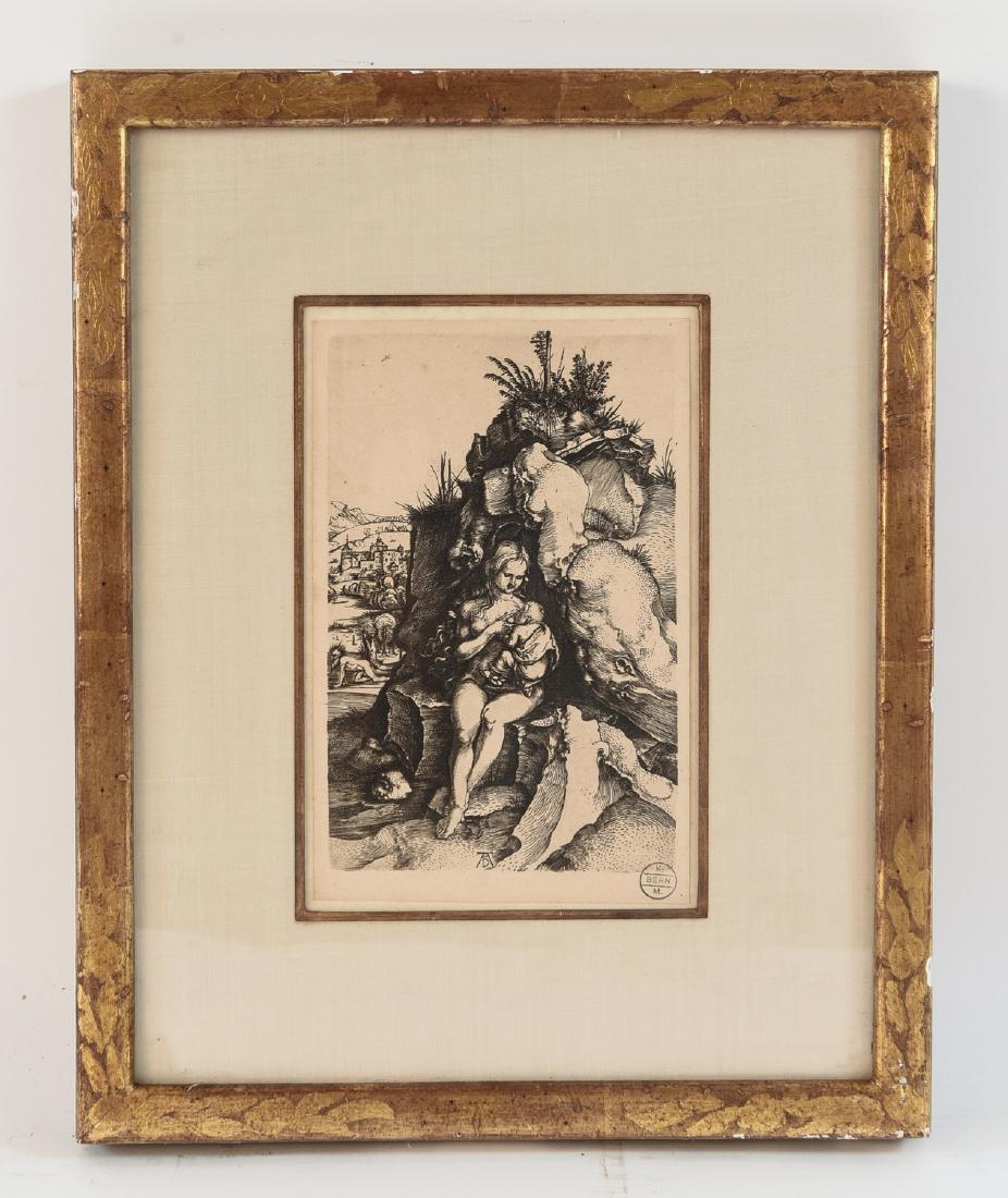 ALBRECHT DURER (GERMANY 1471-1528): "Assemblee des Jeux de Guerre''. Engraving on paper, initials in the plate AD on the bottom center. A collector's stamp K. BERN. M, lower right. Dimensions: (Frame) H 14" x W 11", (Paper) H 7.5" x W 4