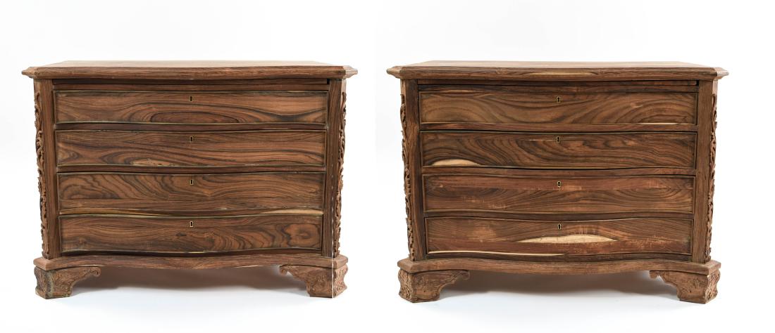 Pair Shell Carved 4 Drawer Bachelor s Chest