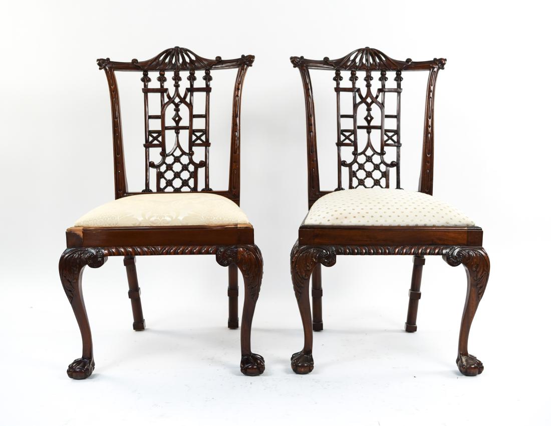 CHINESE CHIPPENDALE STYLE CARVED MAHOGANY CHAIRS (1 of 19)