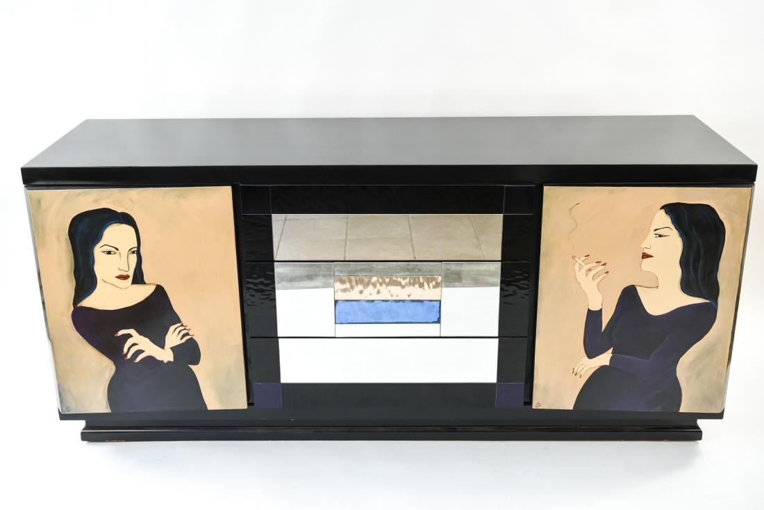 MID-CENTURY PAINT DECORATED BAR SIDEBOARD (1 of 18)