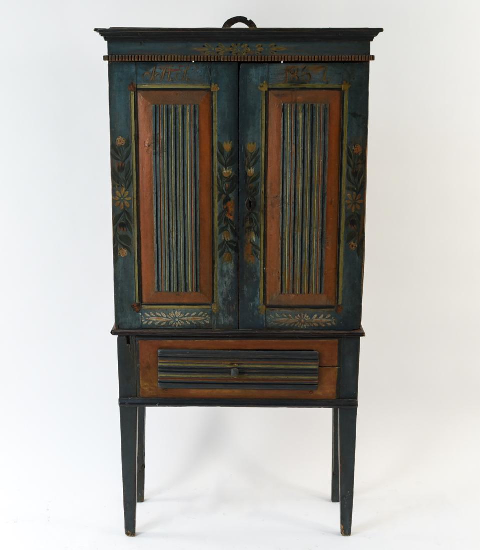 ANTIQUE SWEDISH PAINTED CUPBOARD C. 1837 (1 of 11)