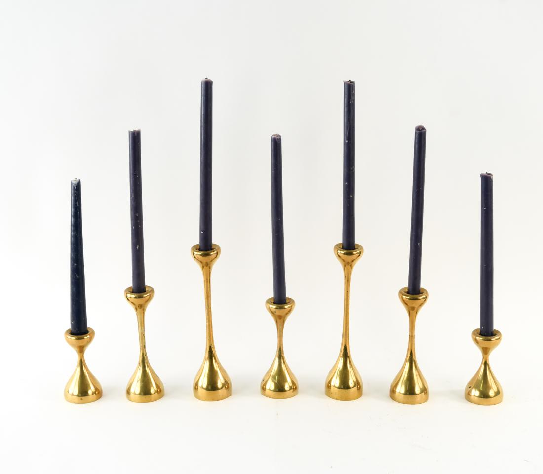 MID-CENTURY GRADUATED HEIGHT BRASS CANDLESTICKS (1 of 9)