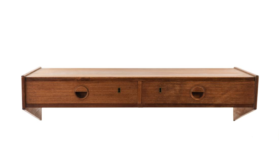 DANISH MID-CENTURY WALL MOUNT SHELF W/ DRAWERS (1 of 12)
