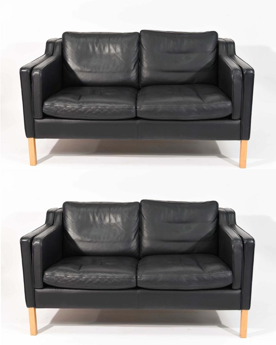 PAIR OF STOUBY BORGE MOGENSEN STYLE LOVESEAT SOFAS (1 of 8)