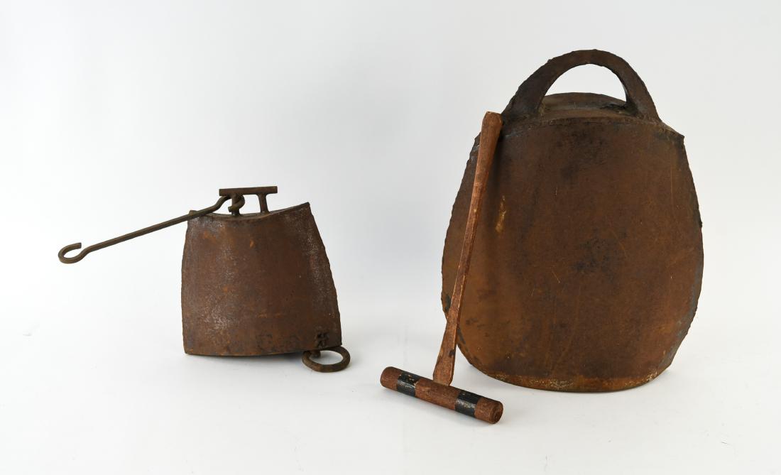 (2) EARLY RICHARD FISHER HANDMADE IRON BELLS (1 of 7)