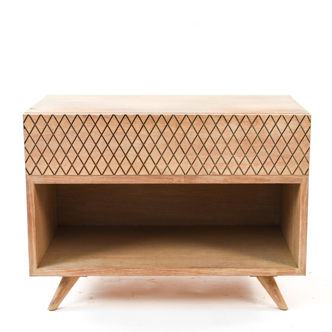 MID-CENTURY PICKLED OAK SIDE TABLE (1 of 9)