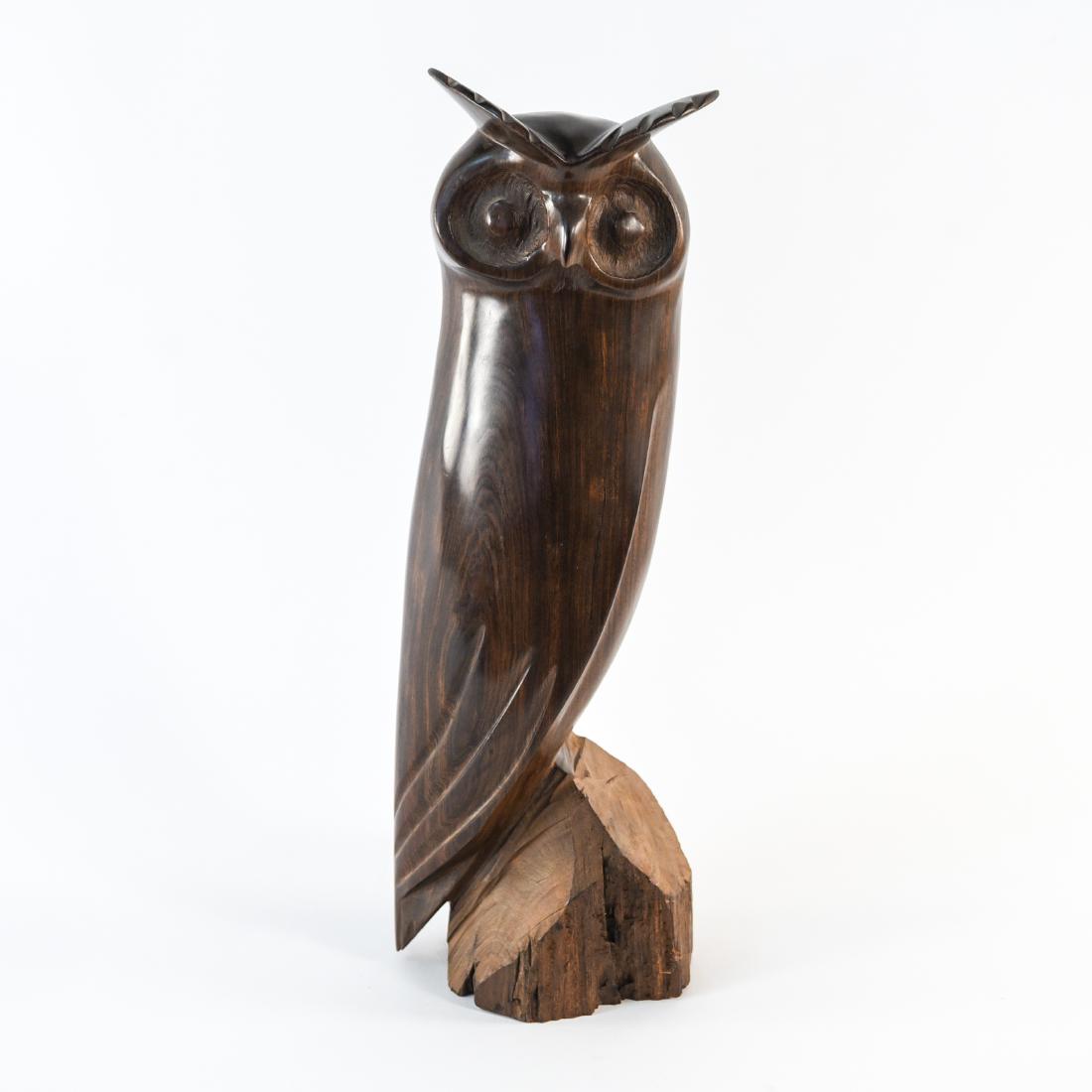 CARVED ROSEWOOD OWL SCULPTURE (1 of 10)