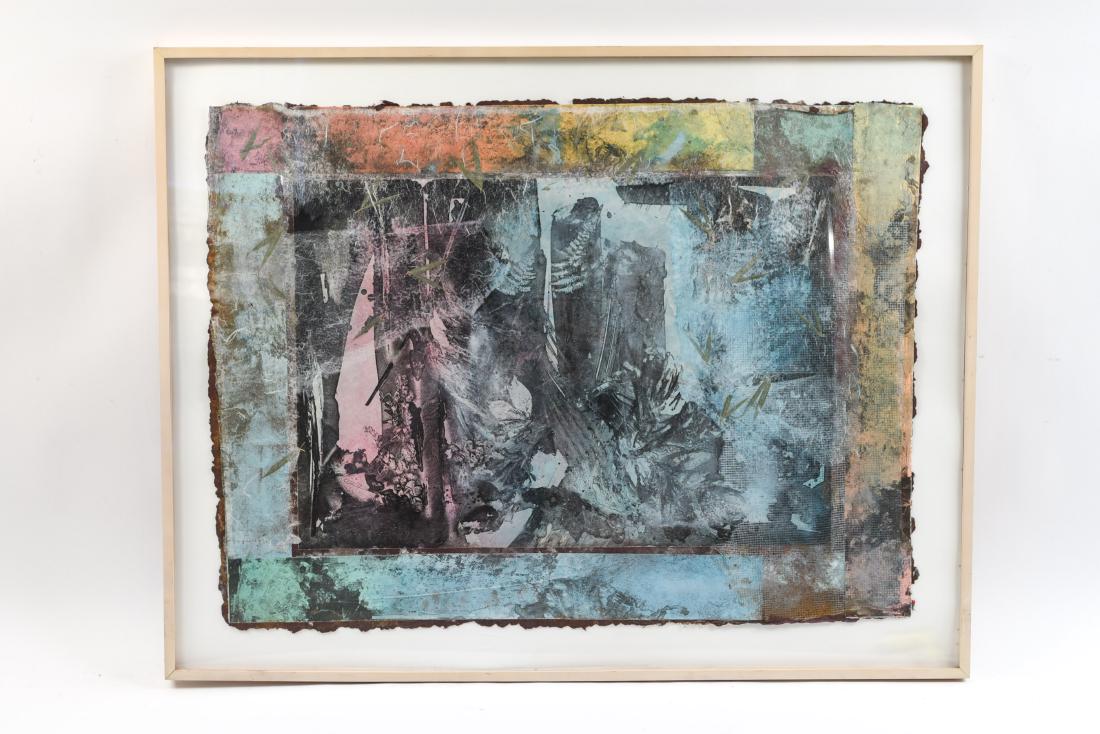 MARGIE HUGHTO MIXED MEDIA: "Flora's Passage I", 1988. Dimensions: (Frame) H 39“ x W 50“ (Sight) H 33“ x W 44“ Condition: Couple light marks to the frame. M919