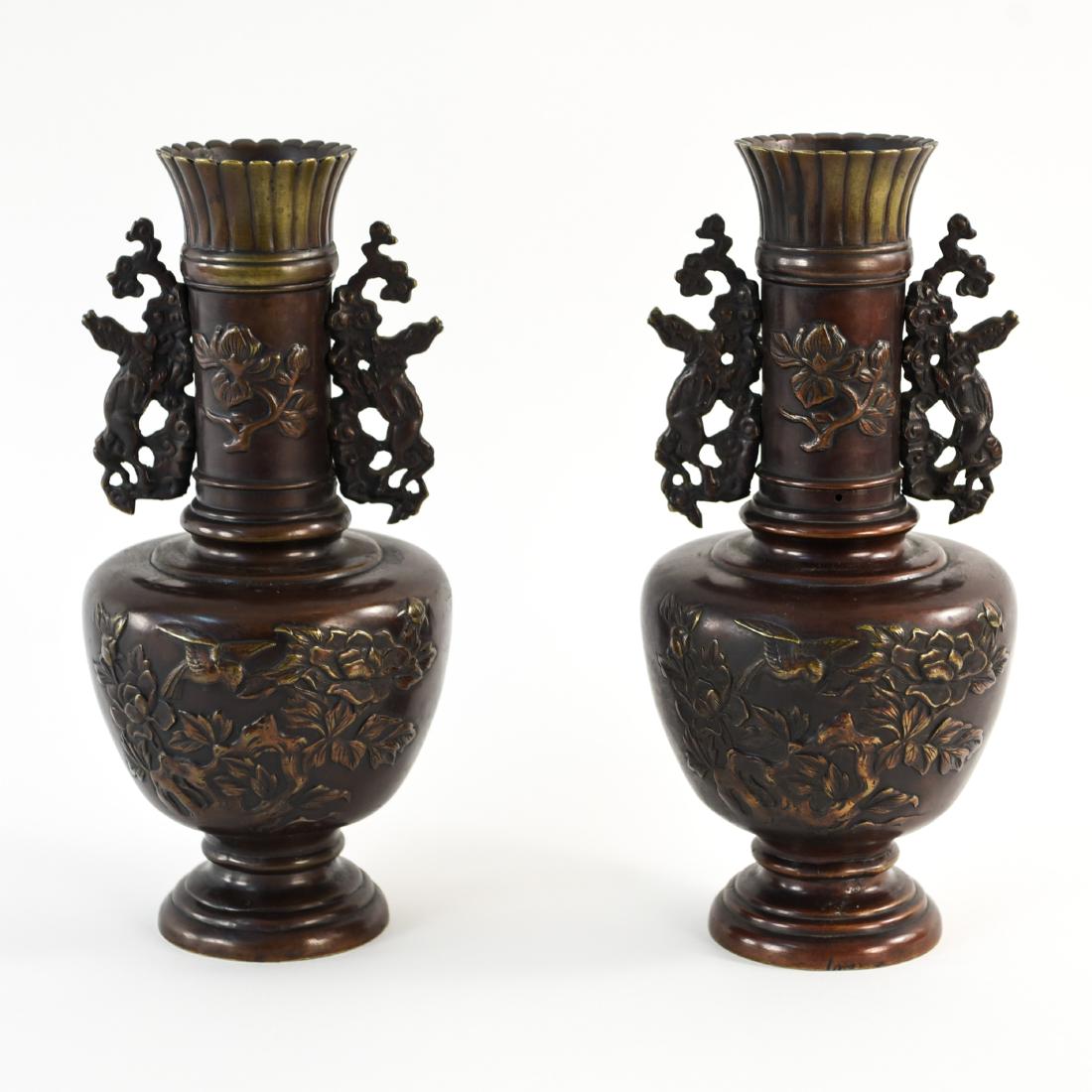 PAIR OF ASIAN BRONZE URNS (1 of 14)