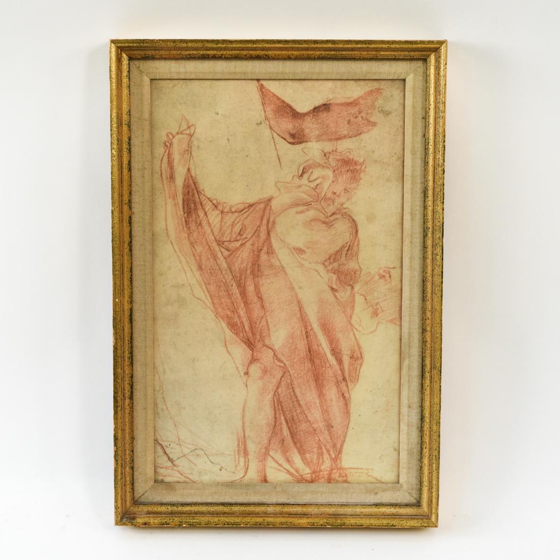 OLD MASTER SEPIA DRAWING PRINT OF ROBED MALE (1 of 9)