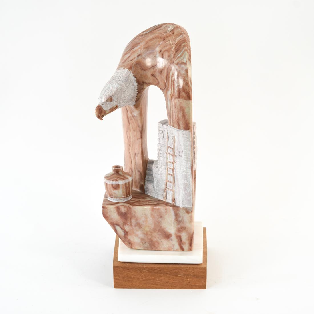 ALVIN K. MARSHALL CARVED ALABASTER SCULPTURE: Signed and dated, 1991. Dimensions: H 18.5" x W 7.5" x D 7" Condition: No issues to note.