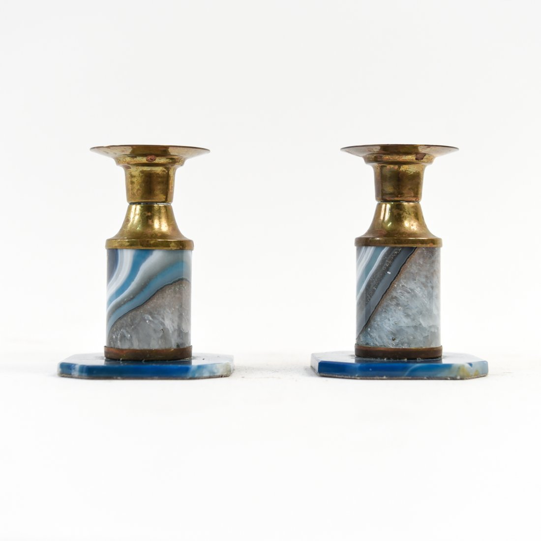 PAIR AGATE CANDLESTICKS (1 of 9)