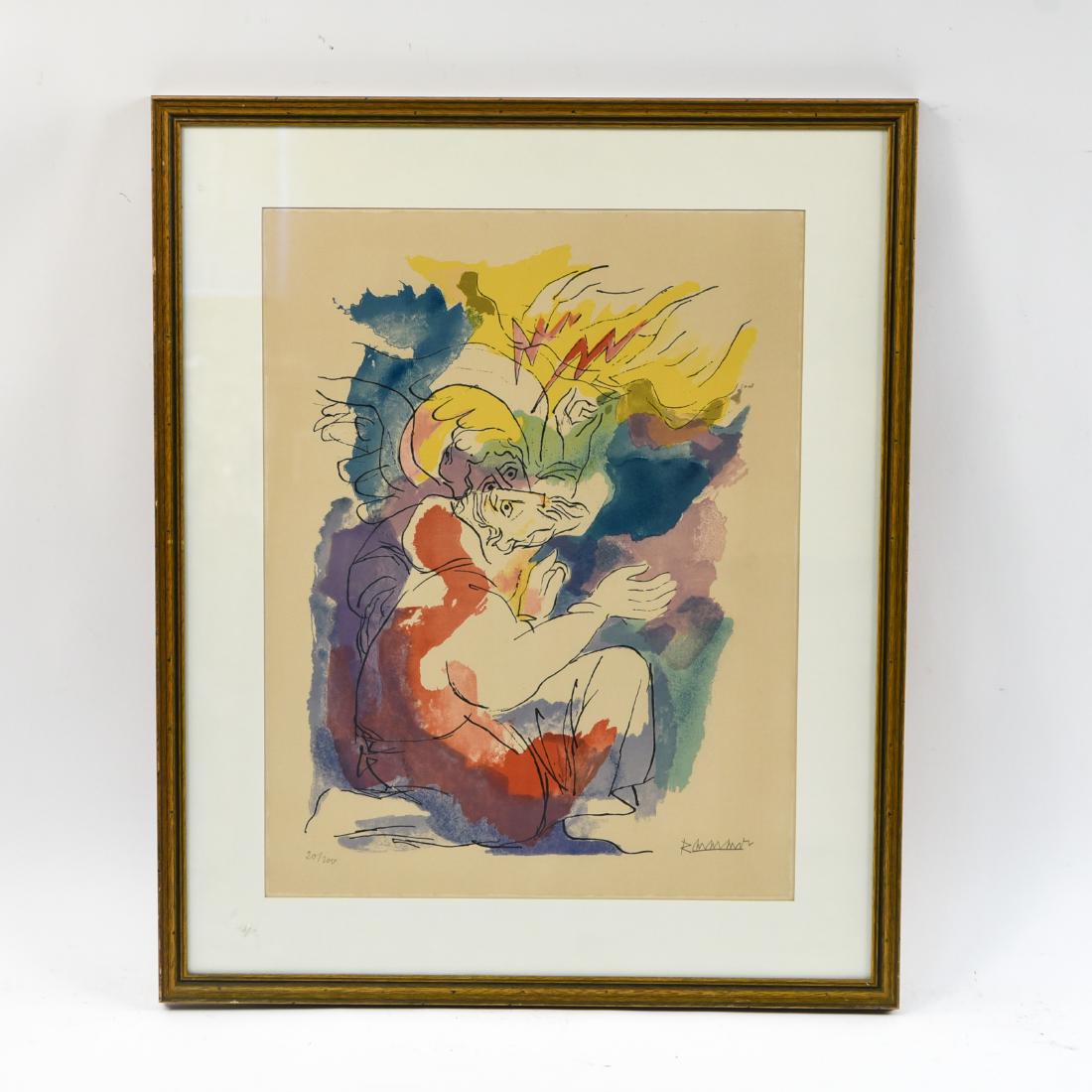 ABRAHAM RATTNER (AMERICAN 1893-1978): "When the Lord Saw" from the Portfolio "In the Beginning".1972 Color lithograph on paper, edition 20/200.and signed lower right. Dimensions: (Frame) H 32.5" x W 26.75", (Sight)H 24.5" x W 19.25" Condi