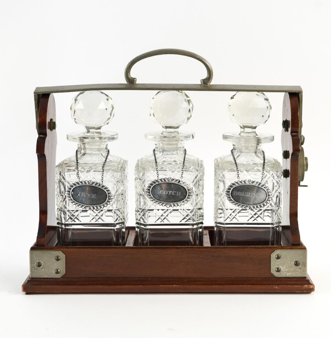 TANTALUS DECANTER SET WITH STERLING LABELS