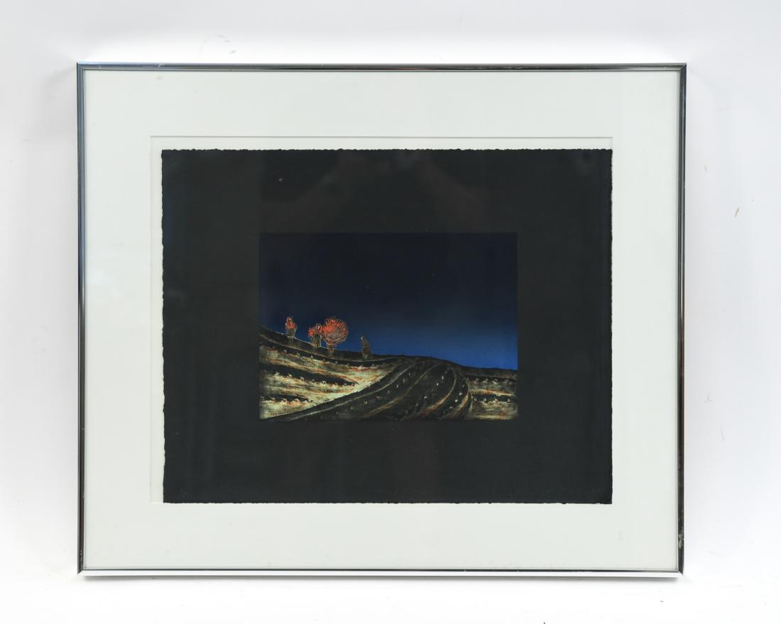 KENEJILO NANAO (JAPANESE 1929-2013) LITHOGRAPH: "Buds and Flower II." Dimensions: (Frame) H 22" x W 26", (Sight) H 15.5" x W 19" Condition: Very light wear to frame. M1170