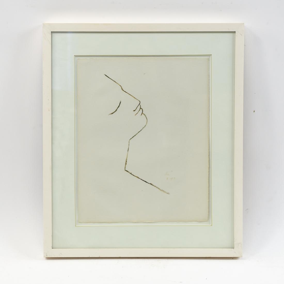 JEAN COCTEAU LITHOGRAPH LINE DRAWING OF FACE 1959 (1 of 9)