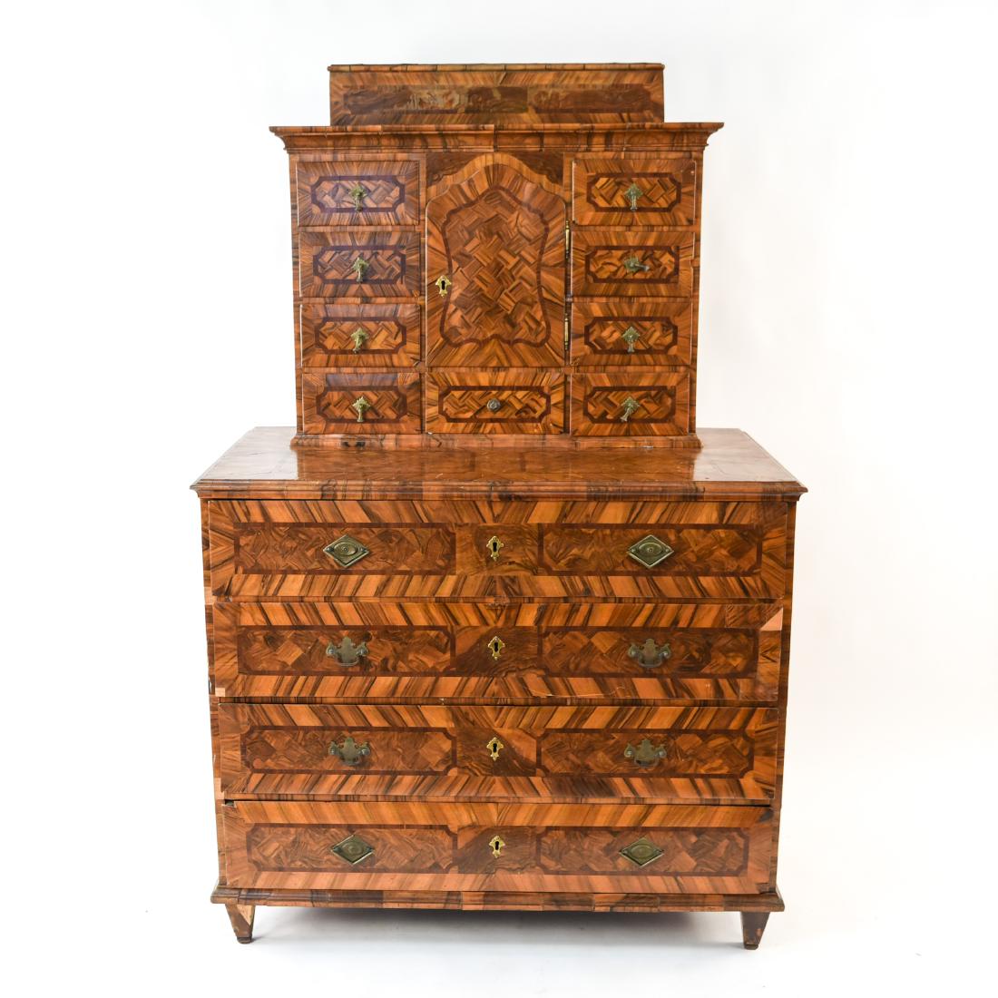 18TH C. ITALIAN INLAID STEPBACK CHEST ON CHEST (1 of 20)