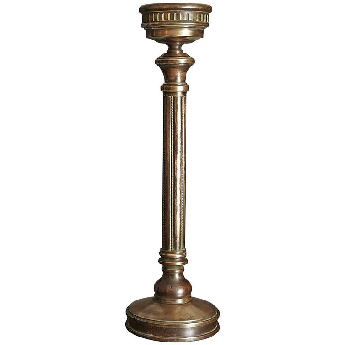 ANTIQUE EARLY 20TH C. TALL BRASS CANDLEHOLDER (1 of 6)