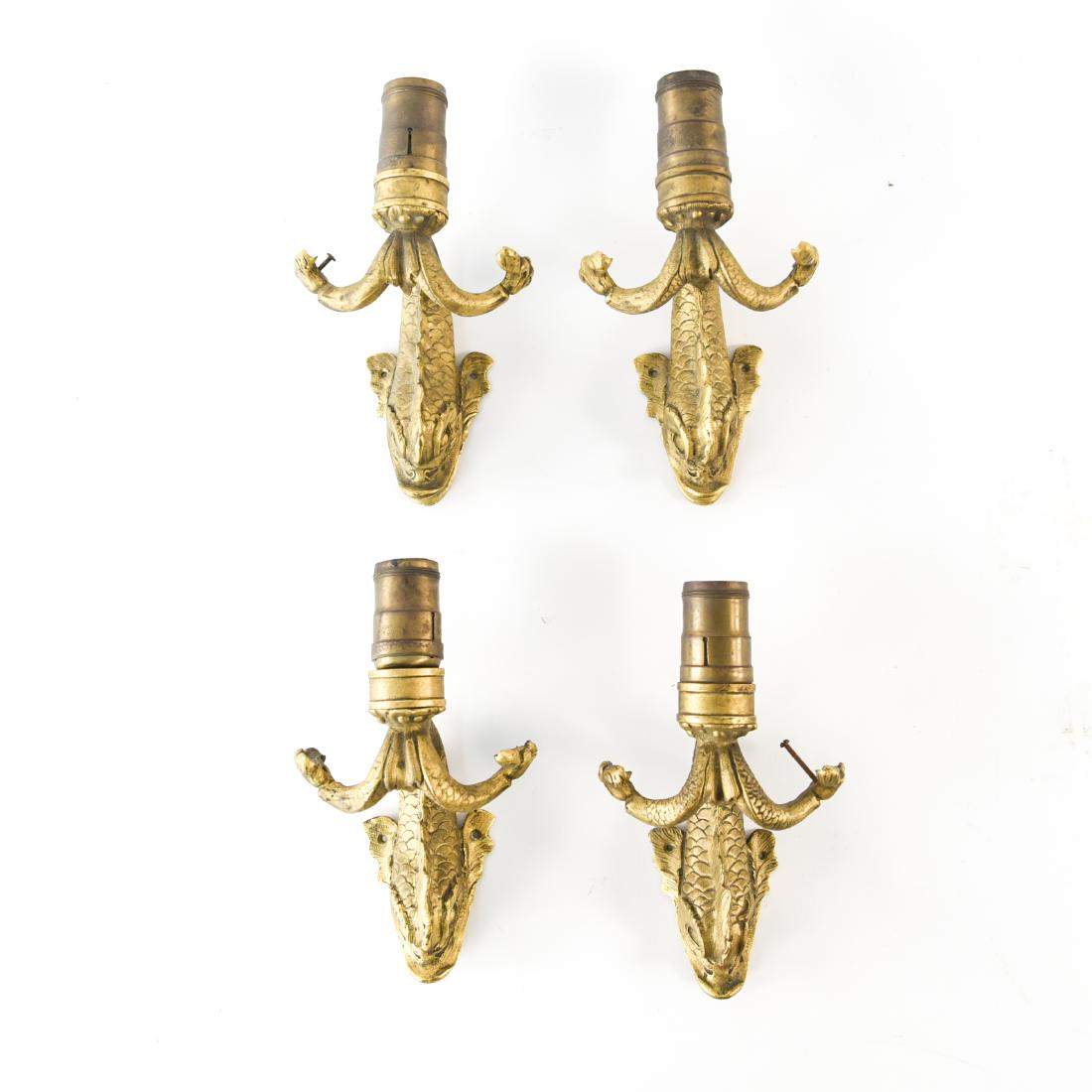GROUPING OF FRENCH GILT BRONZE FISH SCONCES (1 of 13)