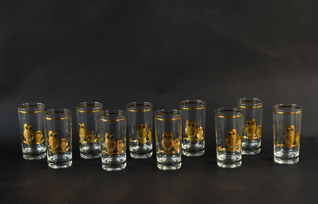 SET (10) MID CENTURY 22K OVERLAY DRINKING GLASSES (1 of 12)