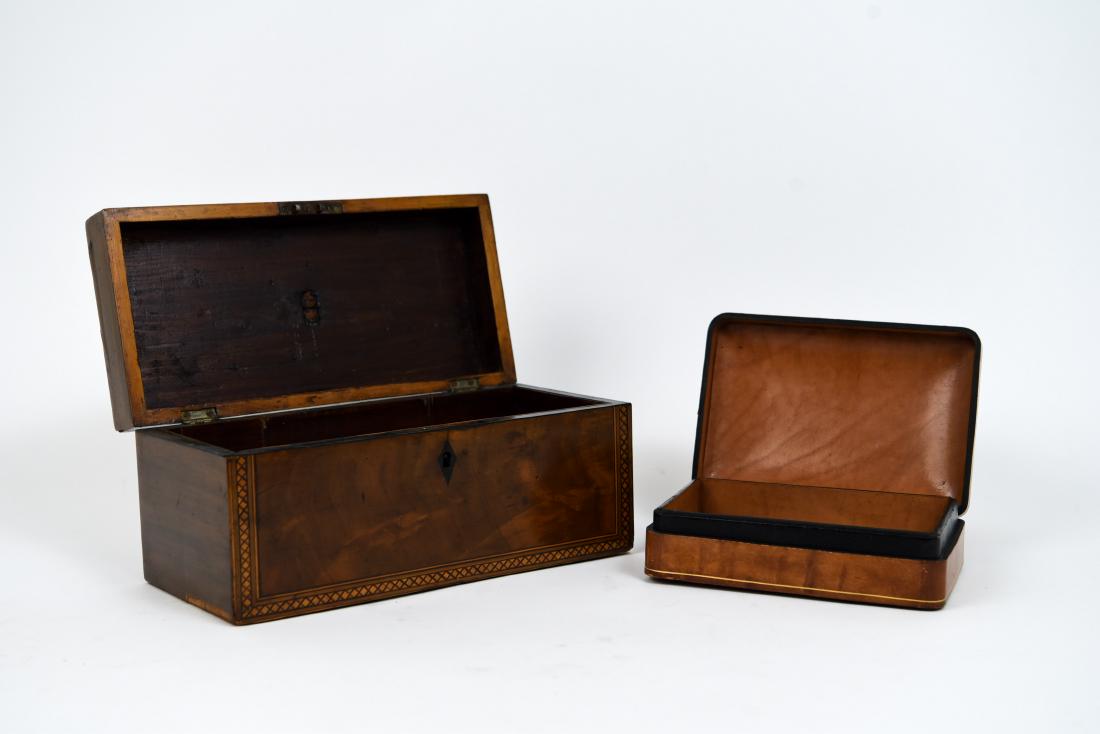 (2) VINTAGE WOOD AND LEATHER BOXES (1 of 12)