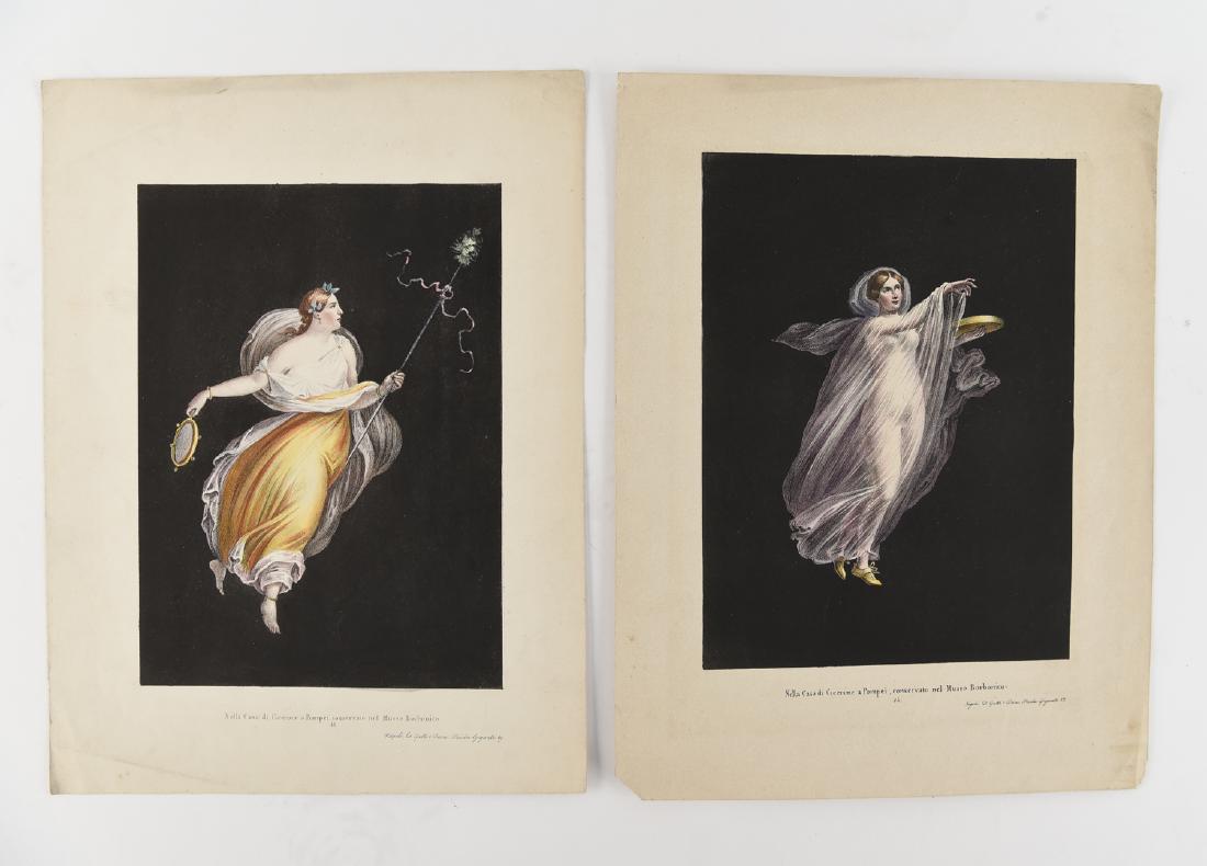 (2) HAND COLORED LITHOGRAPHS OF POMPEI FRESCOS (1 of 8)