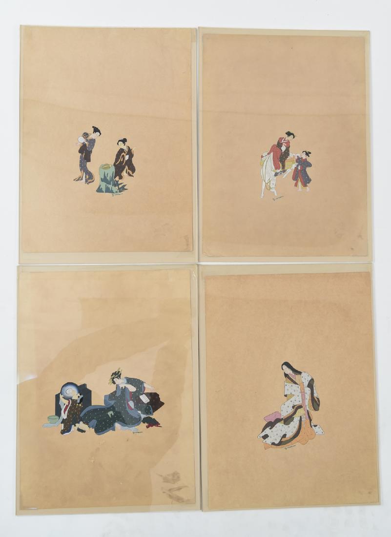 (4) WATERCOLORS BY Y. VISHNU (JAPANESE) (1 of 6)