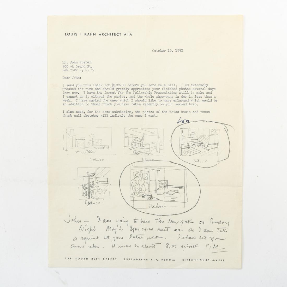 LOUIS KAHN ARCHITECT 1952 LETTER (1 of 8)