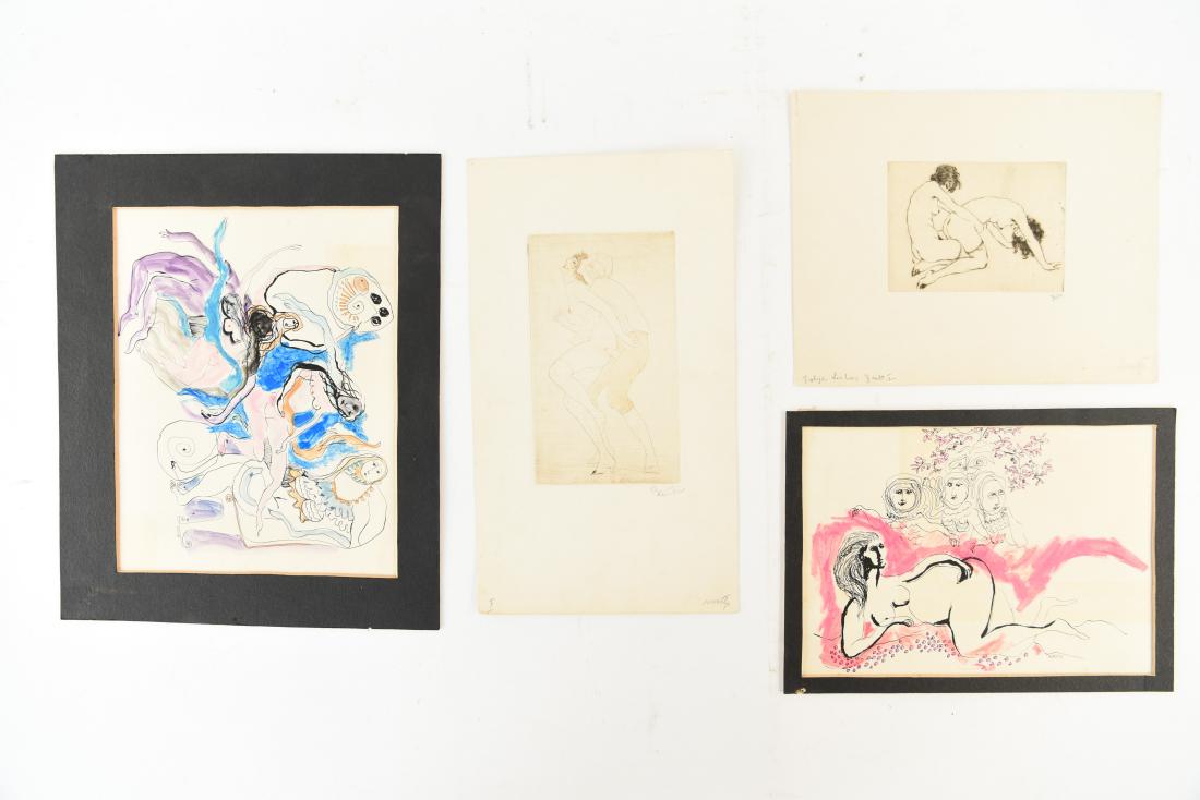 GROUPING OF EROTIC ILLUSTRATIONS: Two by R. Keller, two by R. Roth. All signed. Dimensions: (Largest mat) H 10" x W 12" Condition: Some handling marks and toning.